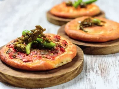 Traditional Mediterranean cocas with local ingredients