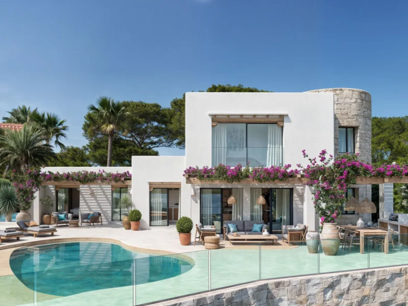 Ibiza style villa with sea views in Moraira