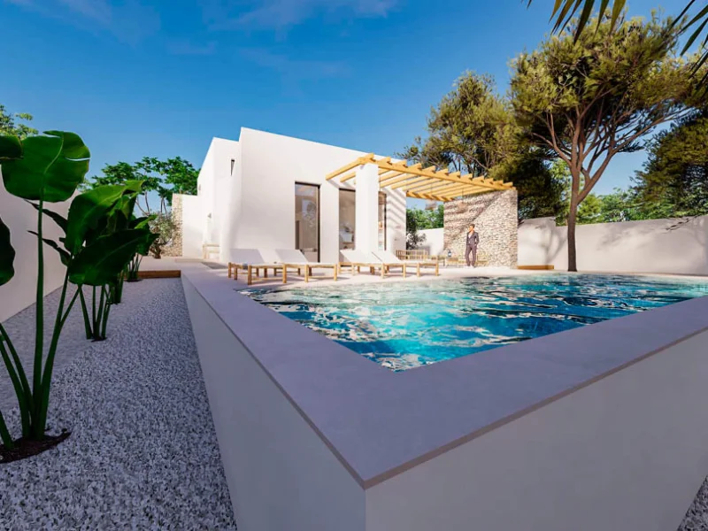 Ibiza-style villa for sale in Moraira with private pool