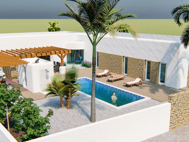 Ibizan style villa with private pool in Polop