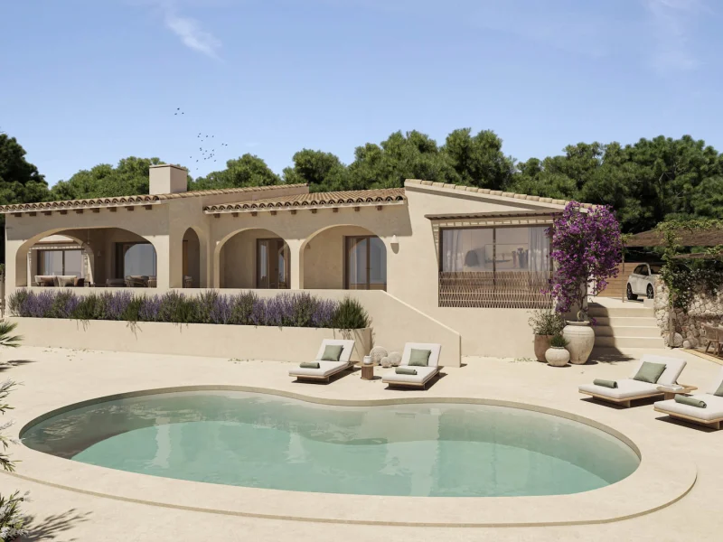 Villa in Benissa, La Fustera with sea views and renovation project