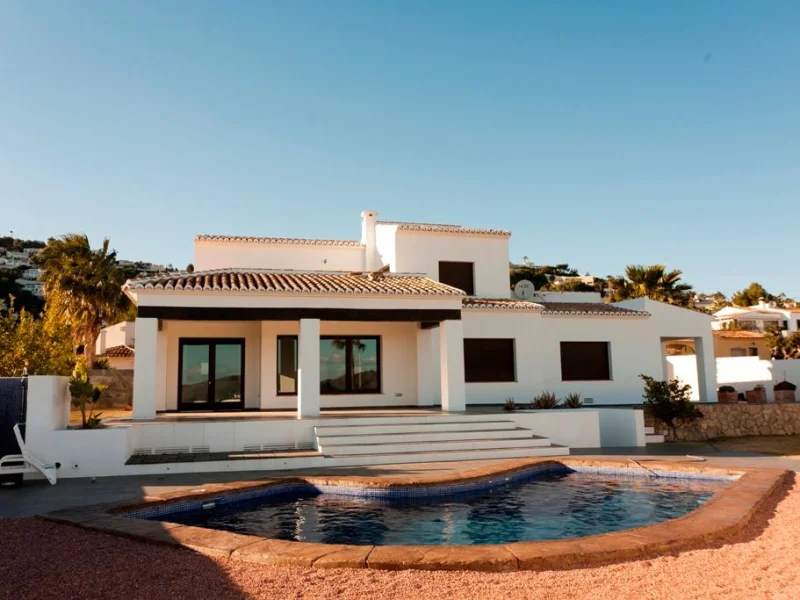 Mediterranean villa in Moraira, La Sabatera with sea views and pool