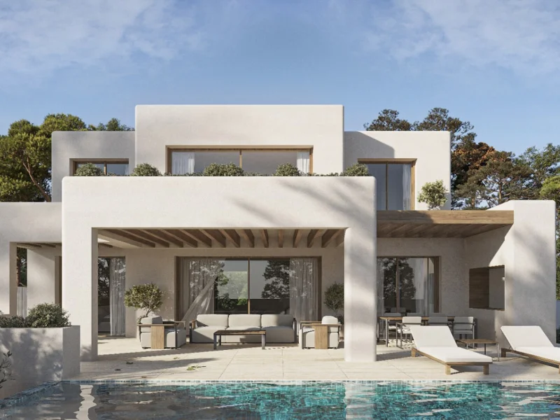 Ibiza Style Villa for Sale in La Fustera, Benissa, with Sea Views