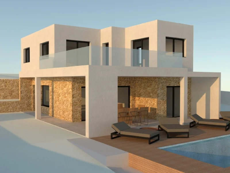 Urban plot in Jávea with modern villa project and private pool