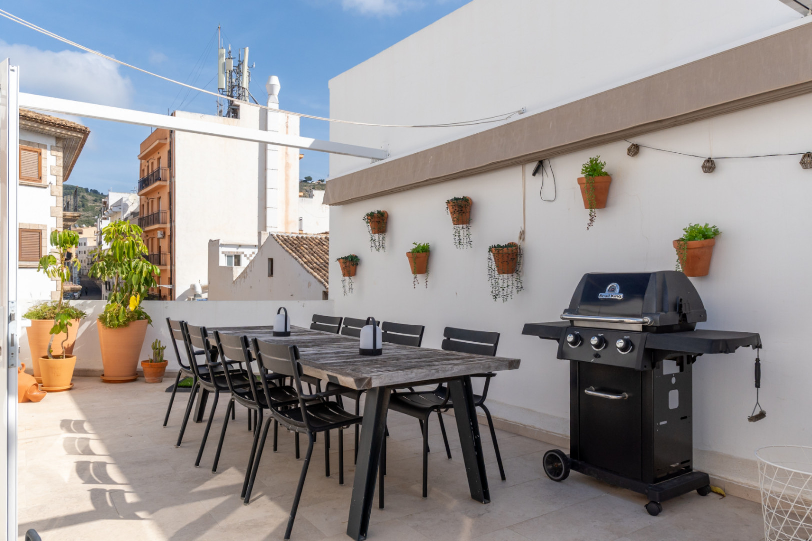 Terrace featuring outdoor dining, a barbecue, and views of Jávea's old town.