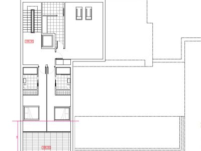 Architectural plan showcasing the layout of two bedrooms with ensuite bathrooms and terrace access.