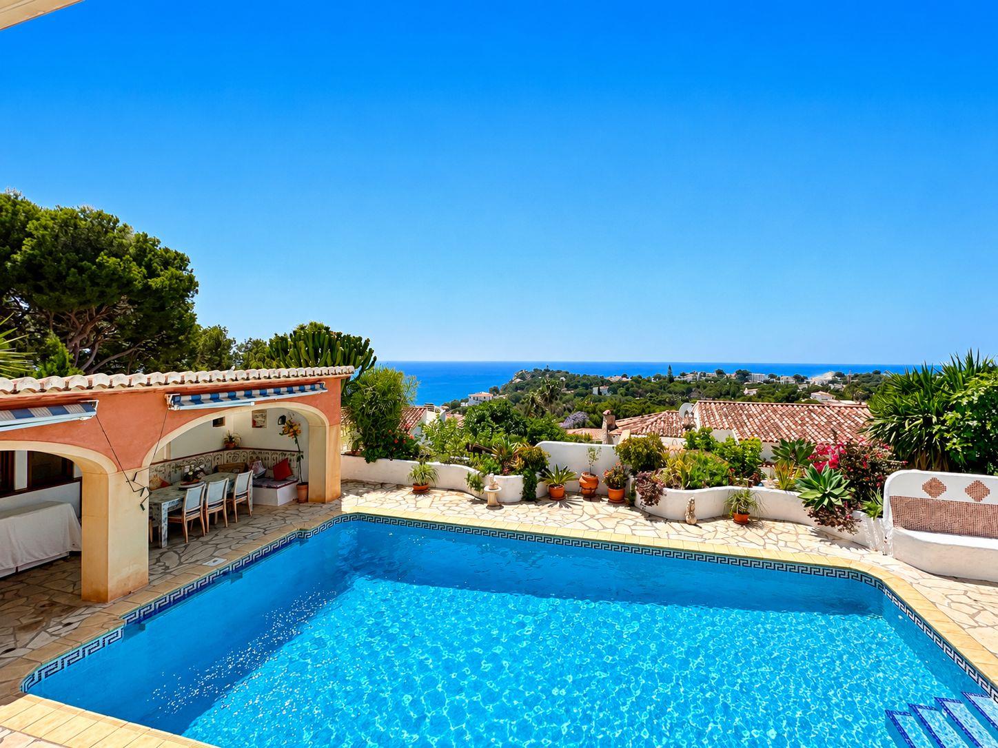 Swimming pool with sea views