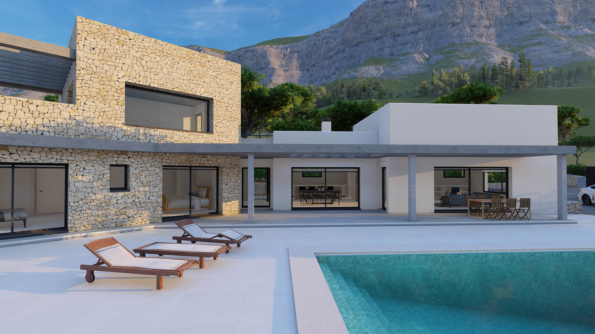 Villa exterior with swimming pool