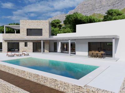 Villa exterior with swimming pool