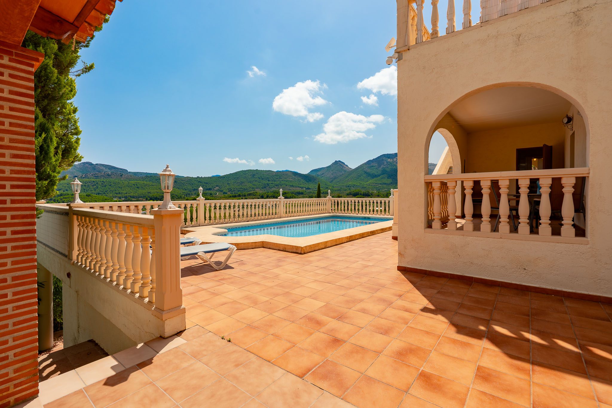 Pool terrace with mountain views