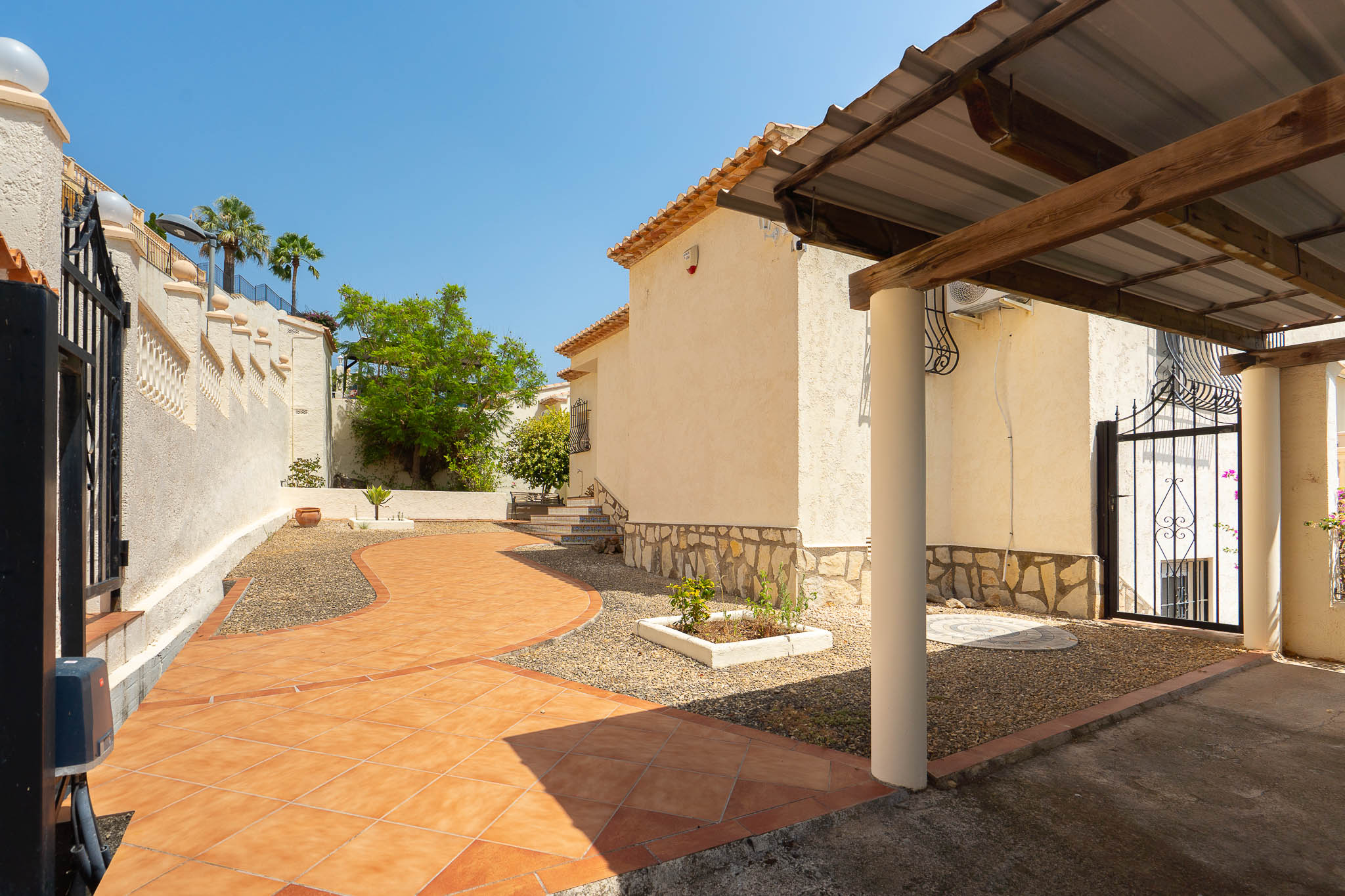 Entrance and carport