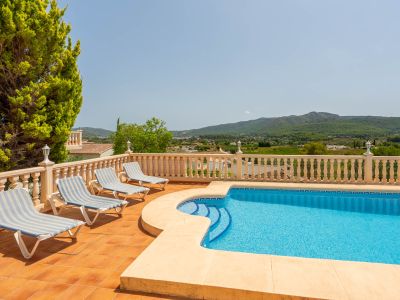 Pool terrace with mountain views