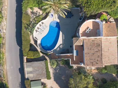 Aerial view of villa and pool
