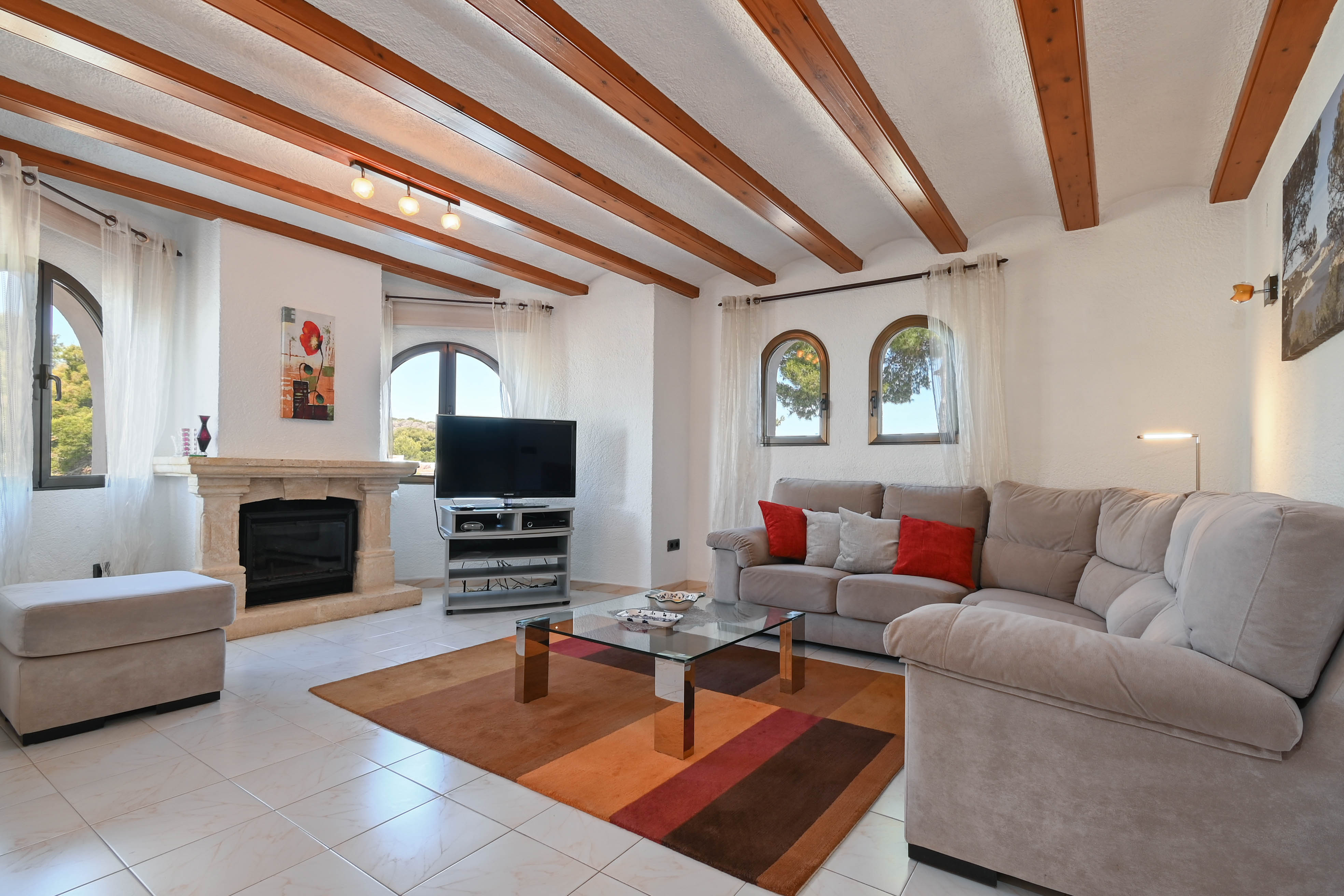 Living room with fireplace