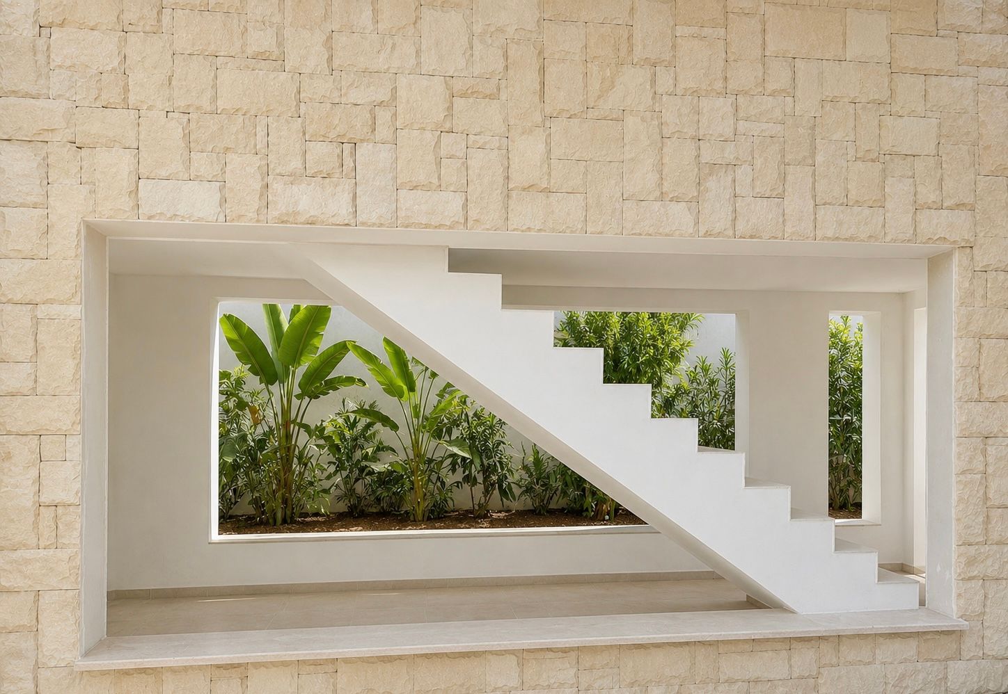 Staircase and courtyard garden