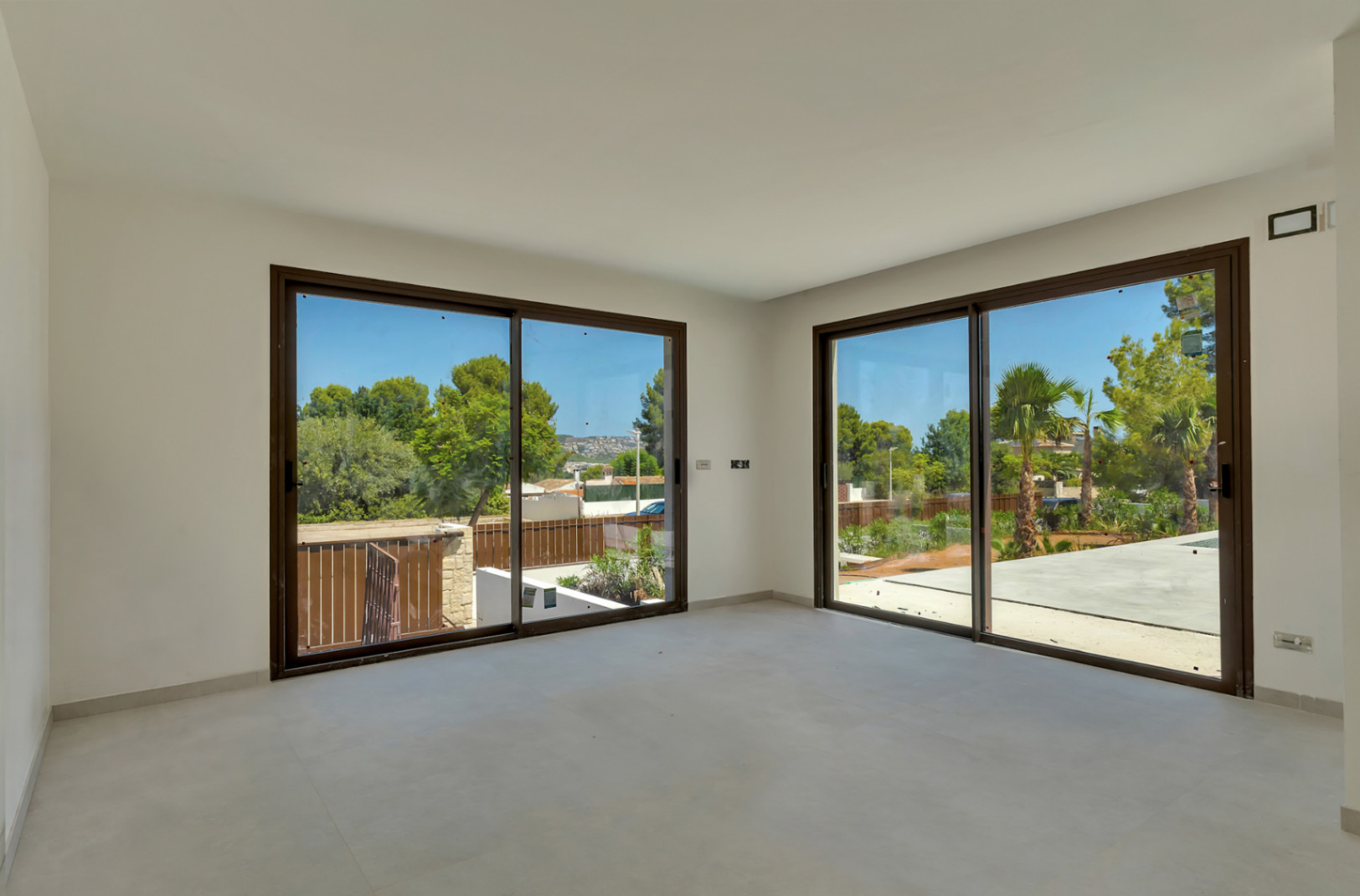 Room with sliding glass doors