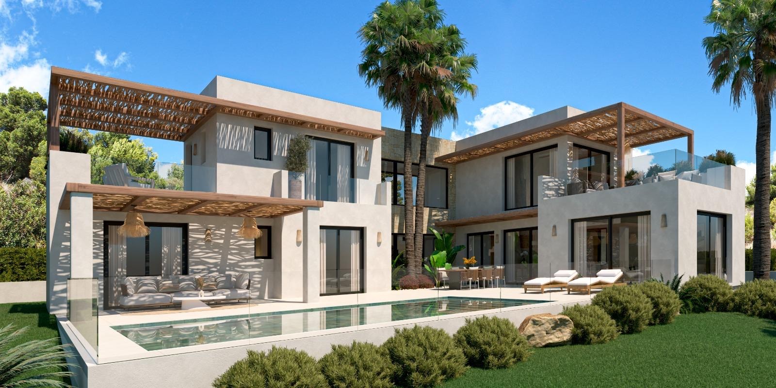 Villa exterior with swimming pool