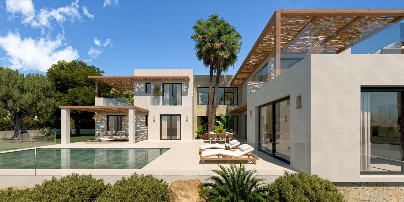 Villa exterior with swimming pool