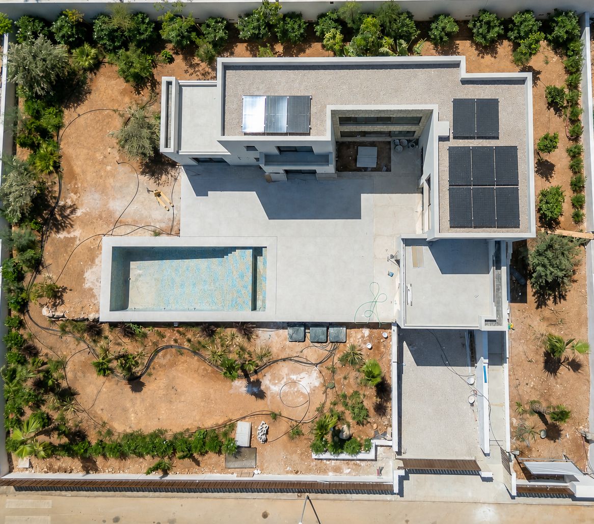 Top-down aerial view of villa