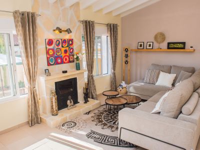 Living room with fireplace