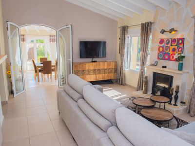 Living room with fireplace