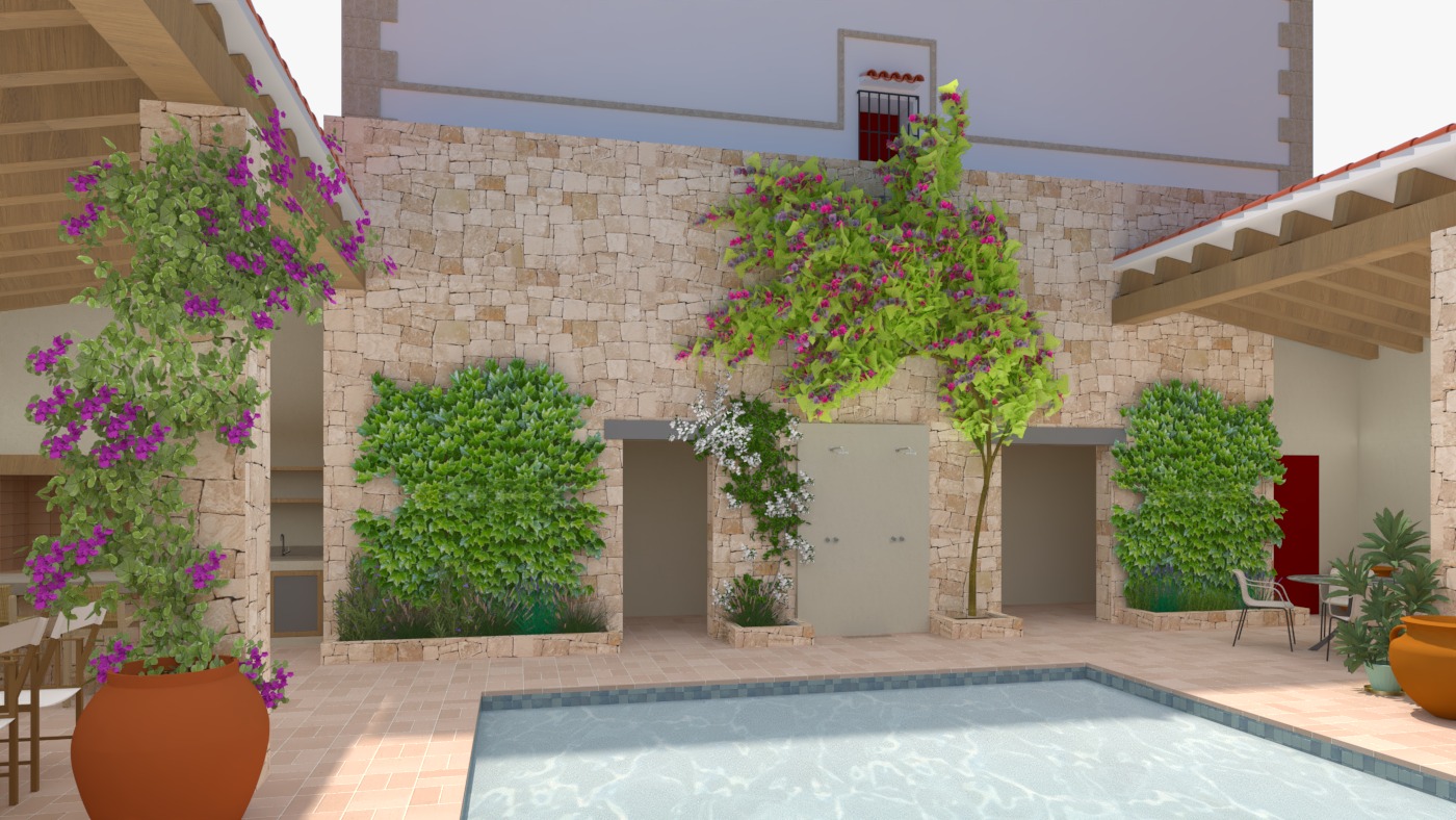 Courtyard with swimming pool