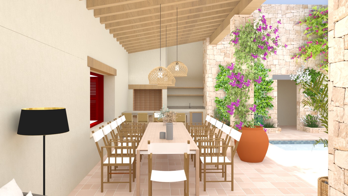 Covered terrace and outdoor patio