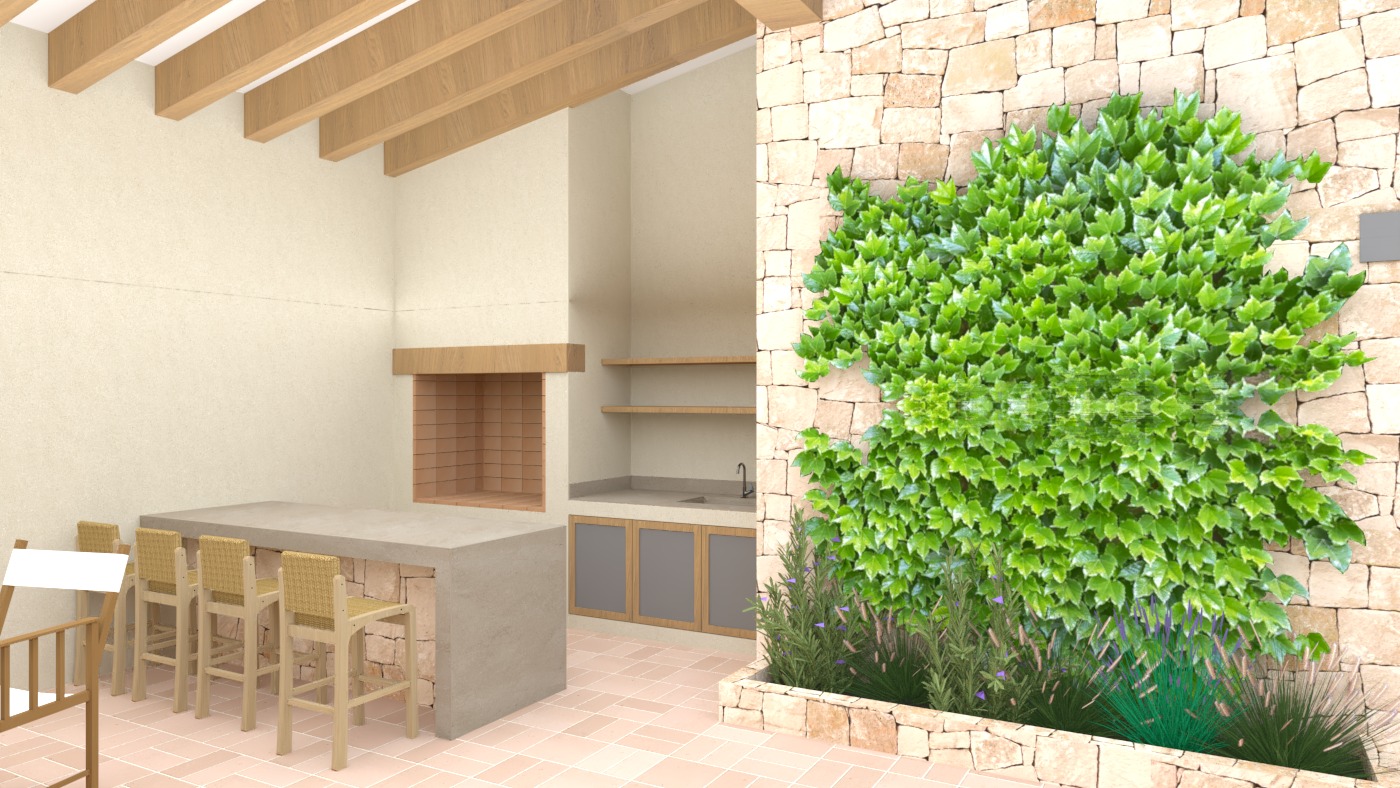 Outdoor kitchen and barbecue