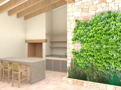 Outdoor kitchen and barbecue
