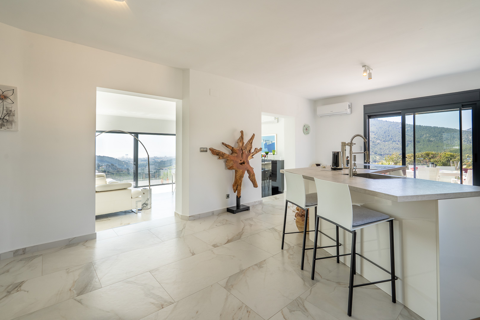 Open kitchen and living area
