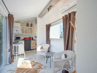 Guest house living area and kitchenette
