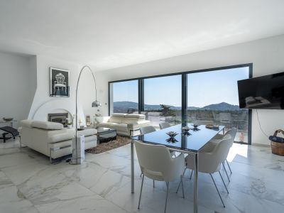 Living-dining room with views