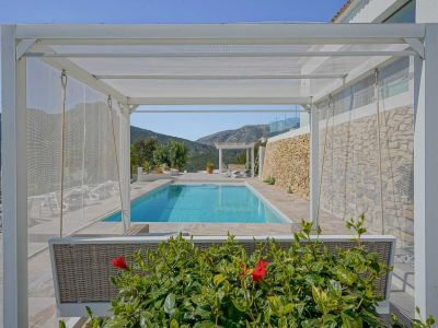 Pool terrace with mountain views