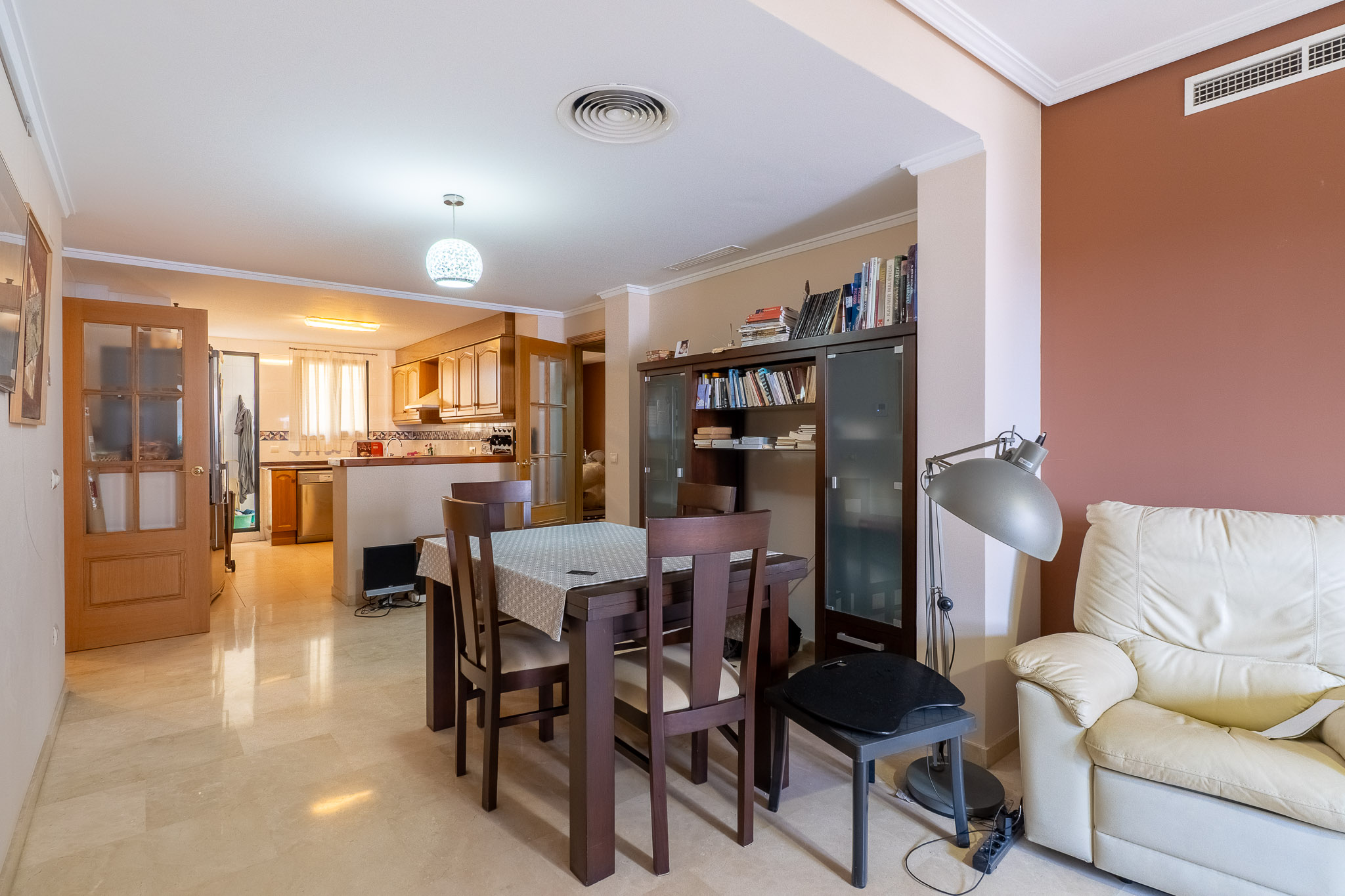 Living-dining area with open kitchen