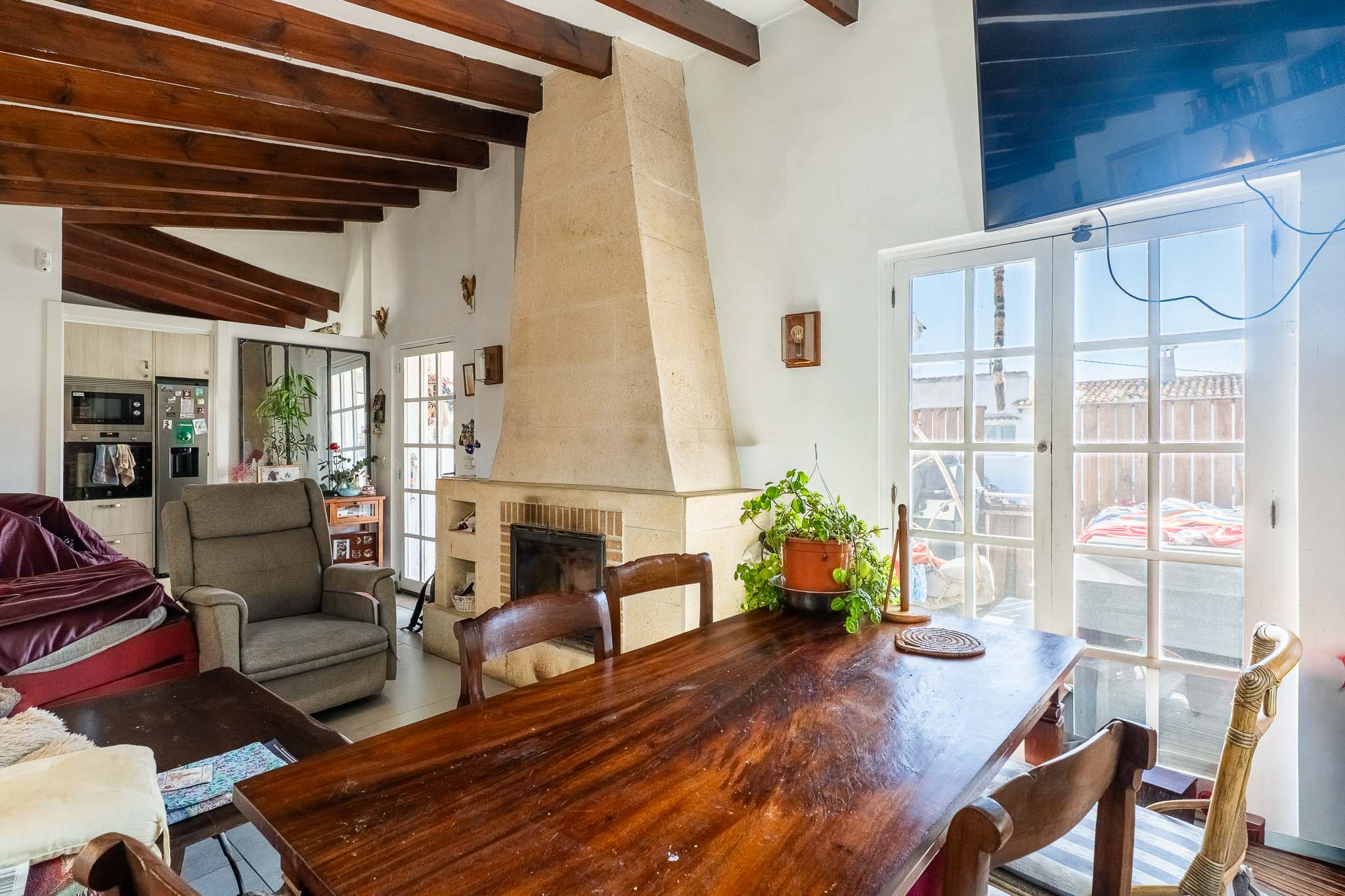 Living room with fireplace