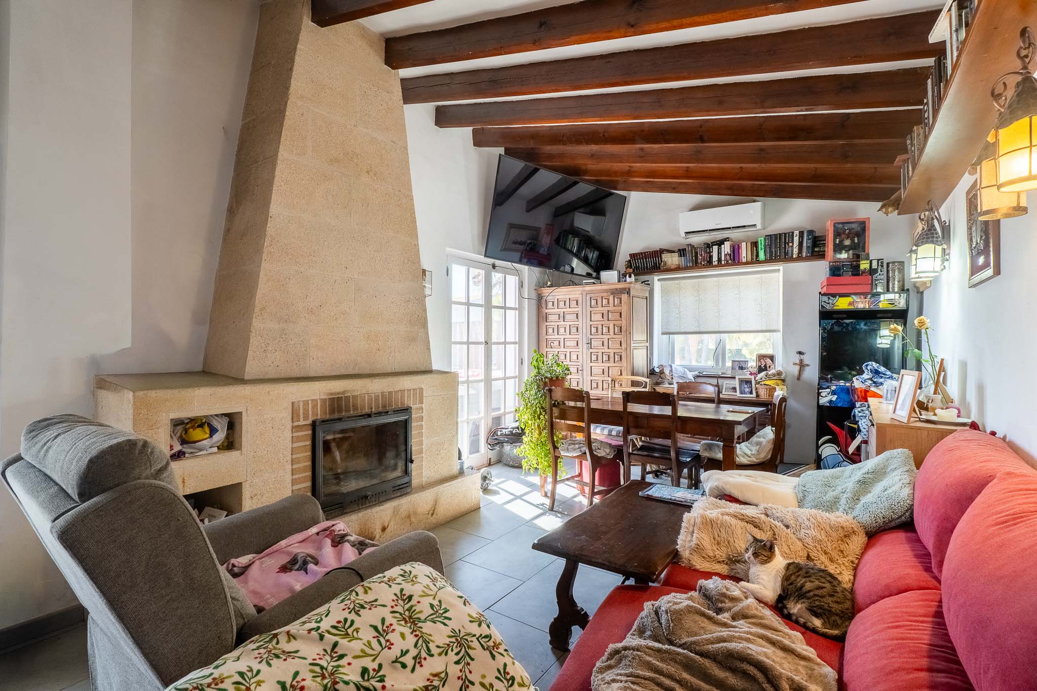 Living room with fireplace