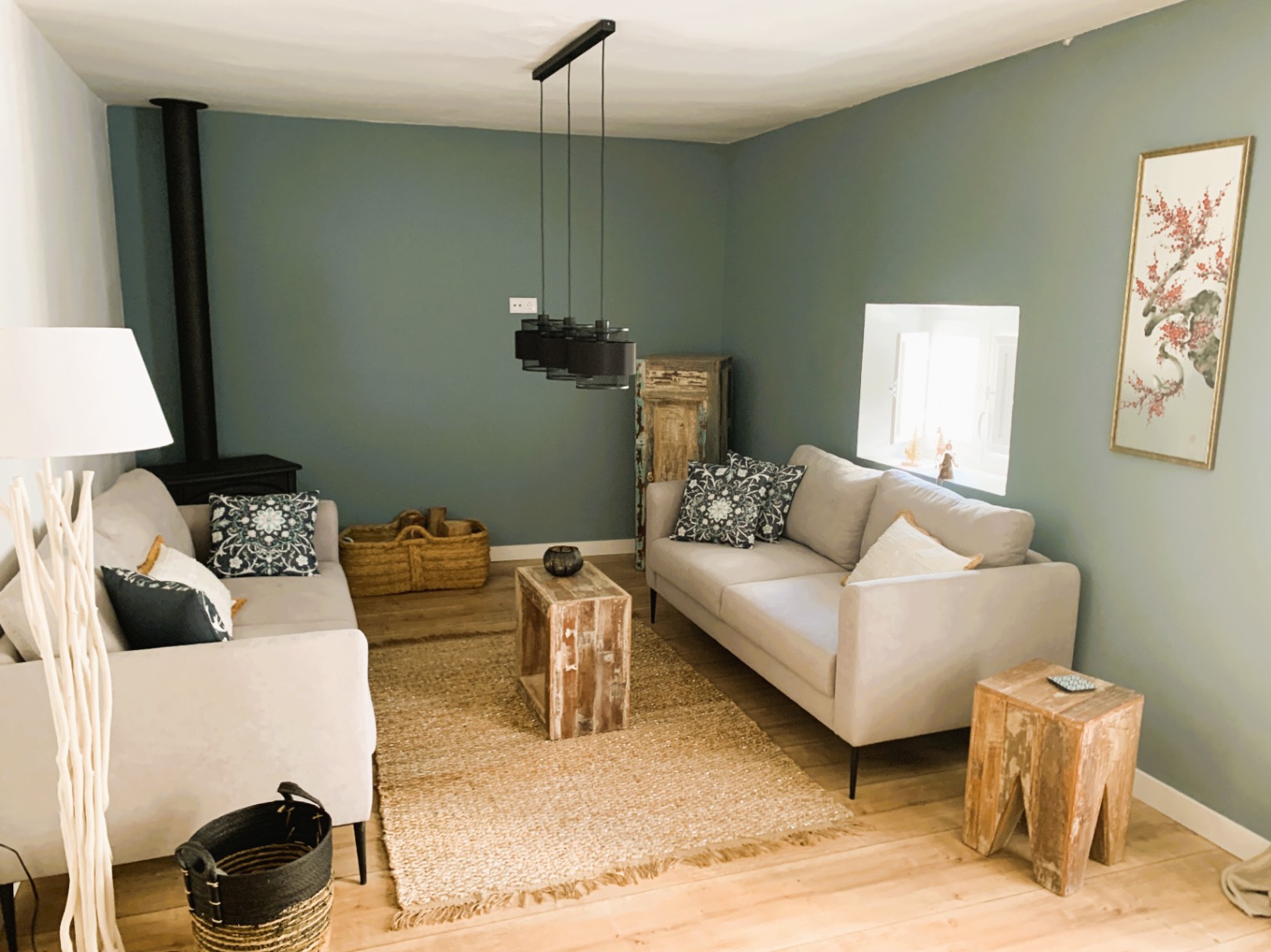 Living room with fireplace