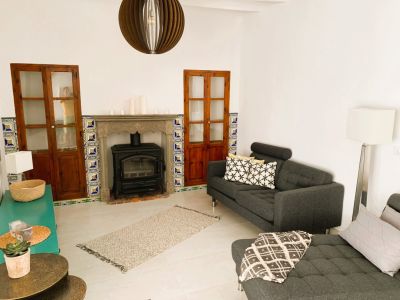 Living room with fireplace