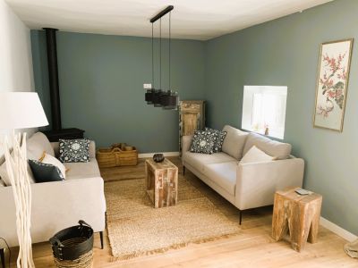 Living room with fireplace