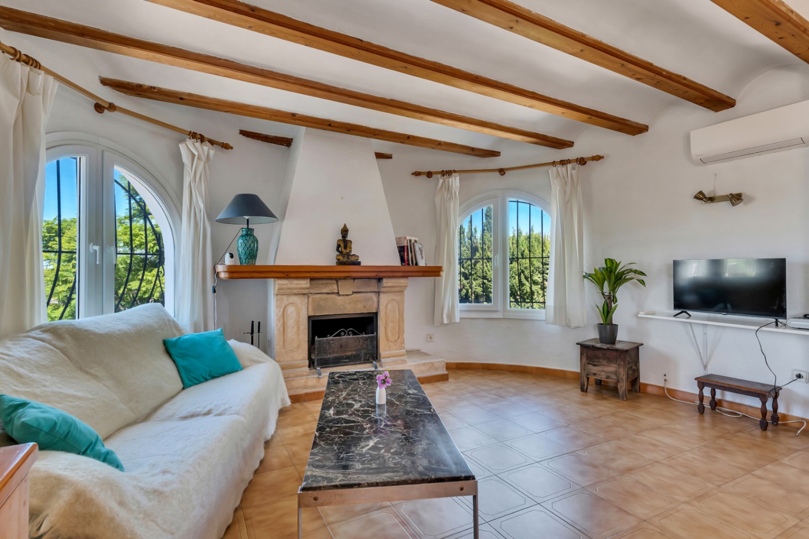 Living room with fireplace