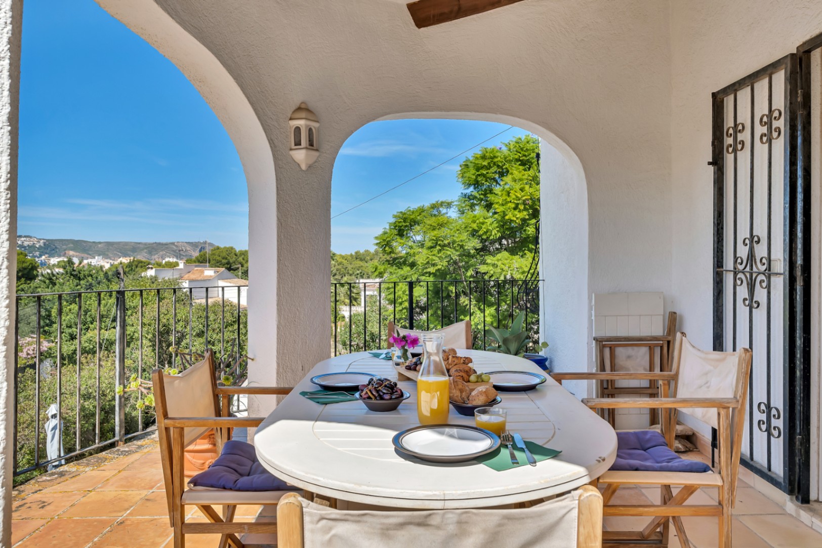 Covered terrace with views