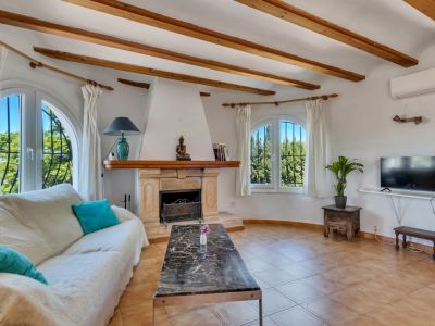 Living room with fireplace