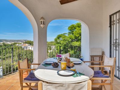 Covered terrace with views