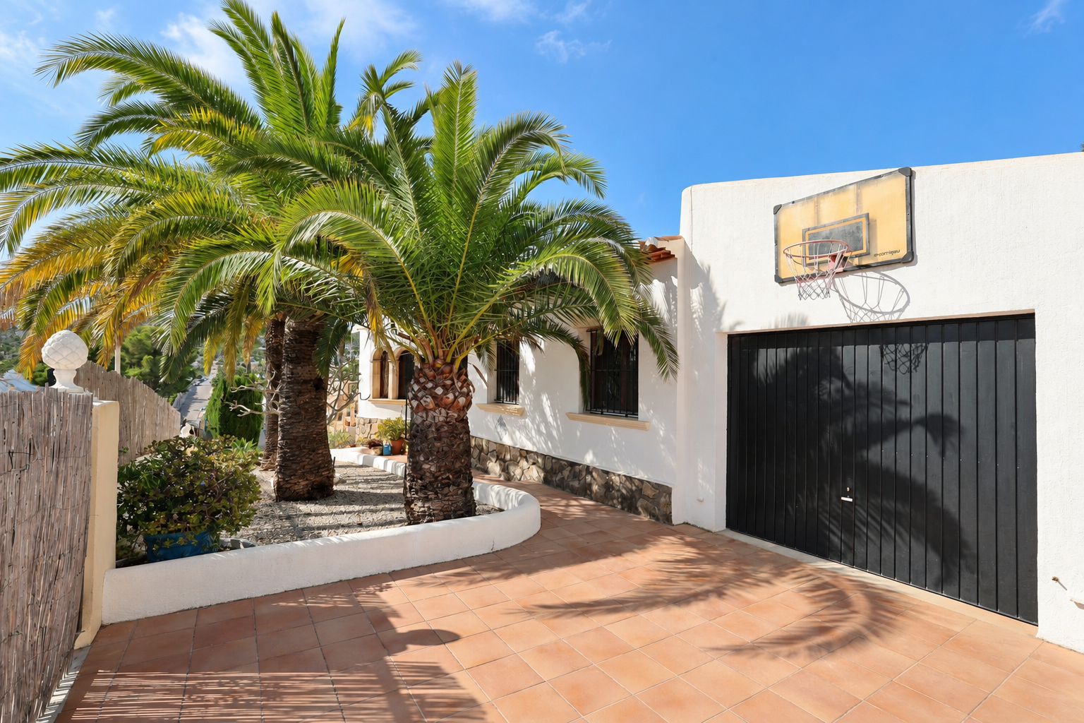 Garage entrance and driveway