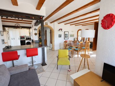 Open plan living area and kitchen