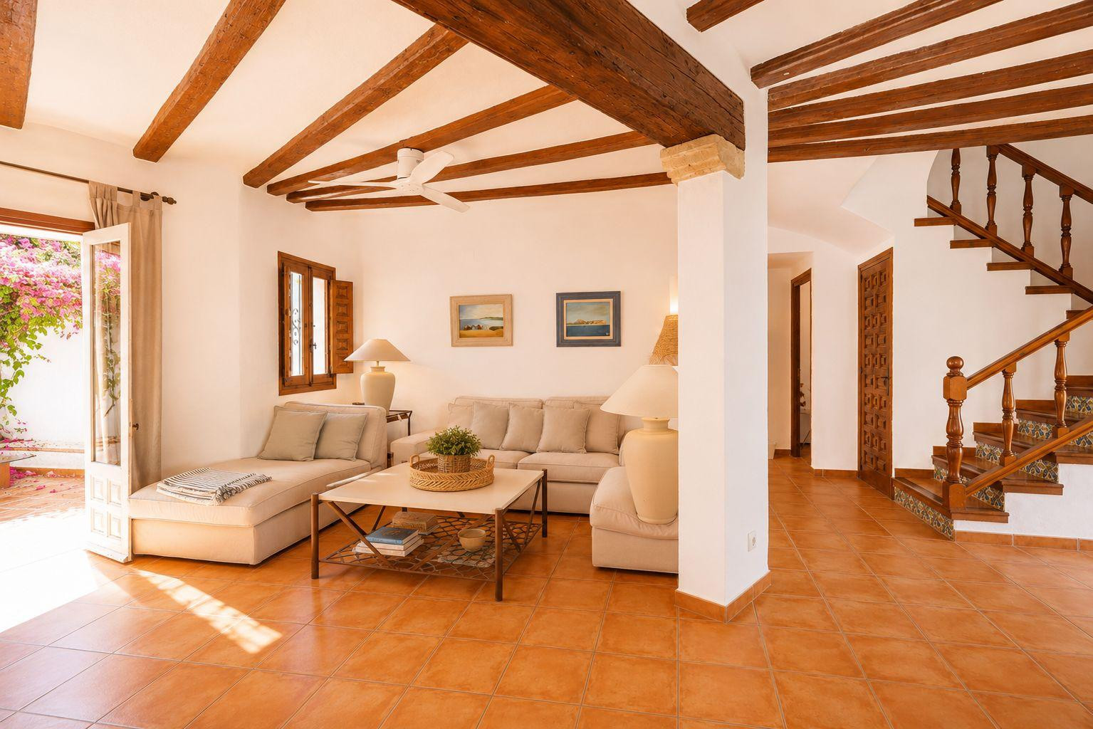 Living room with staircase