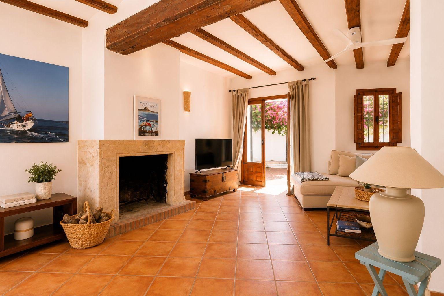 Living room with fireplace