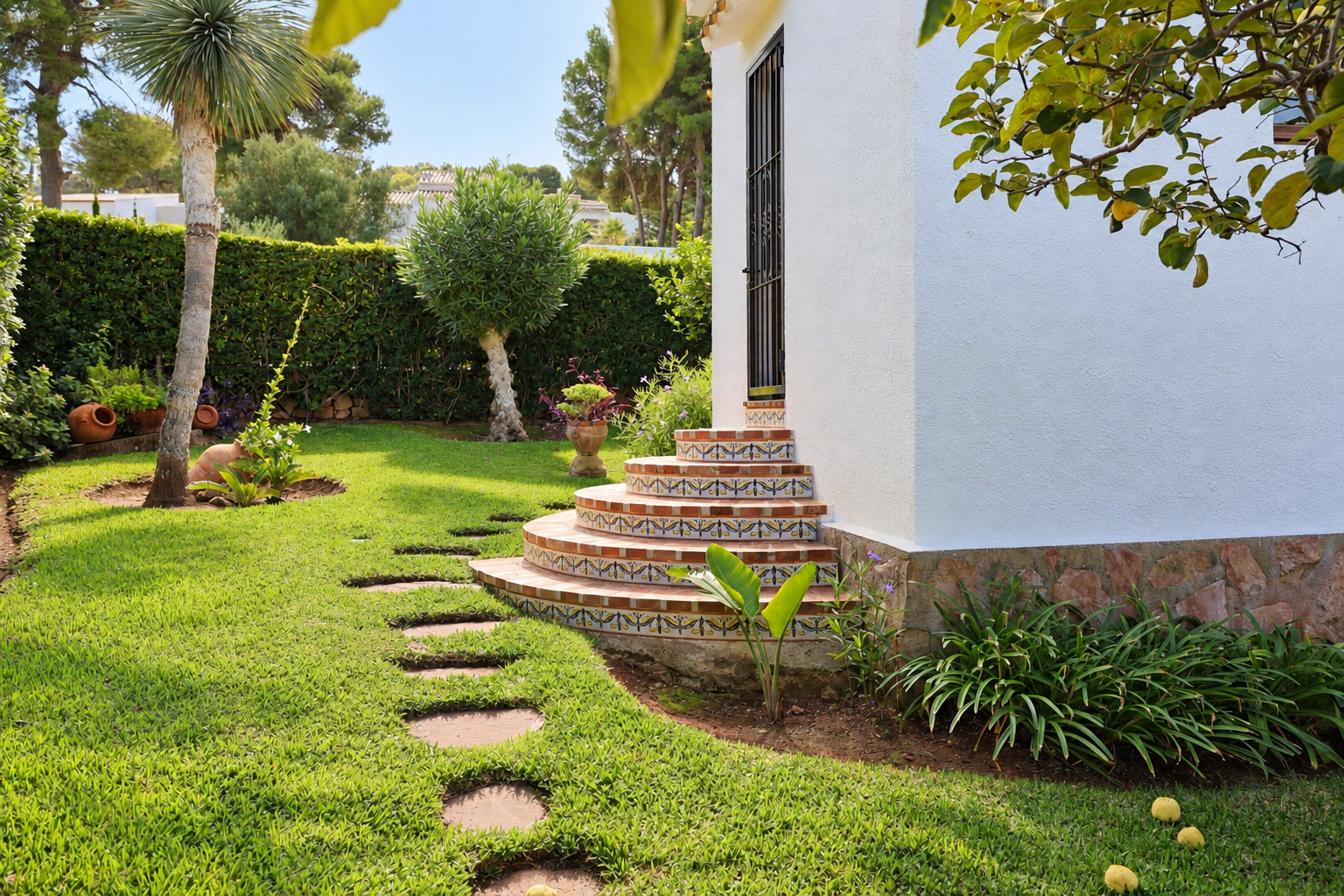 Garden and exterior entrance