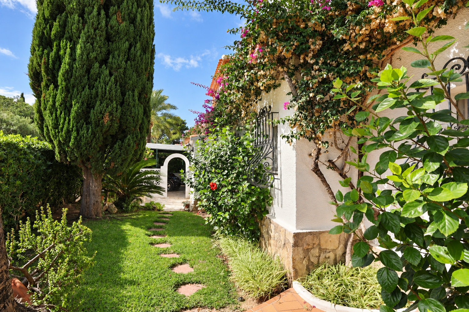 Garden and villa exterior