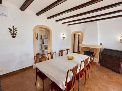 Dining room with fireplace